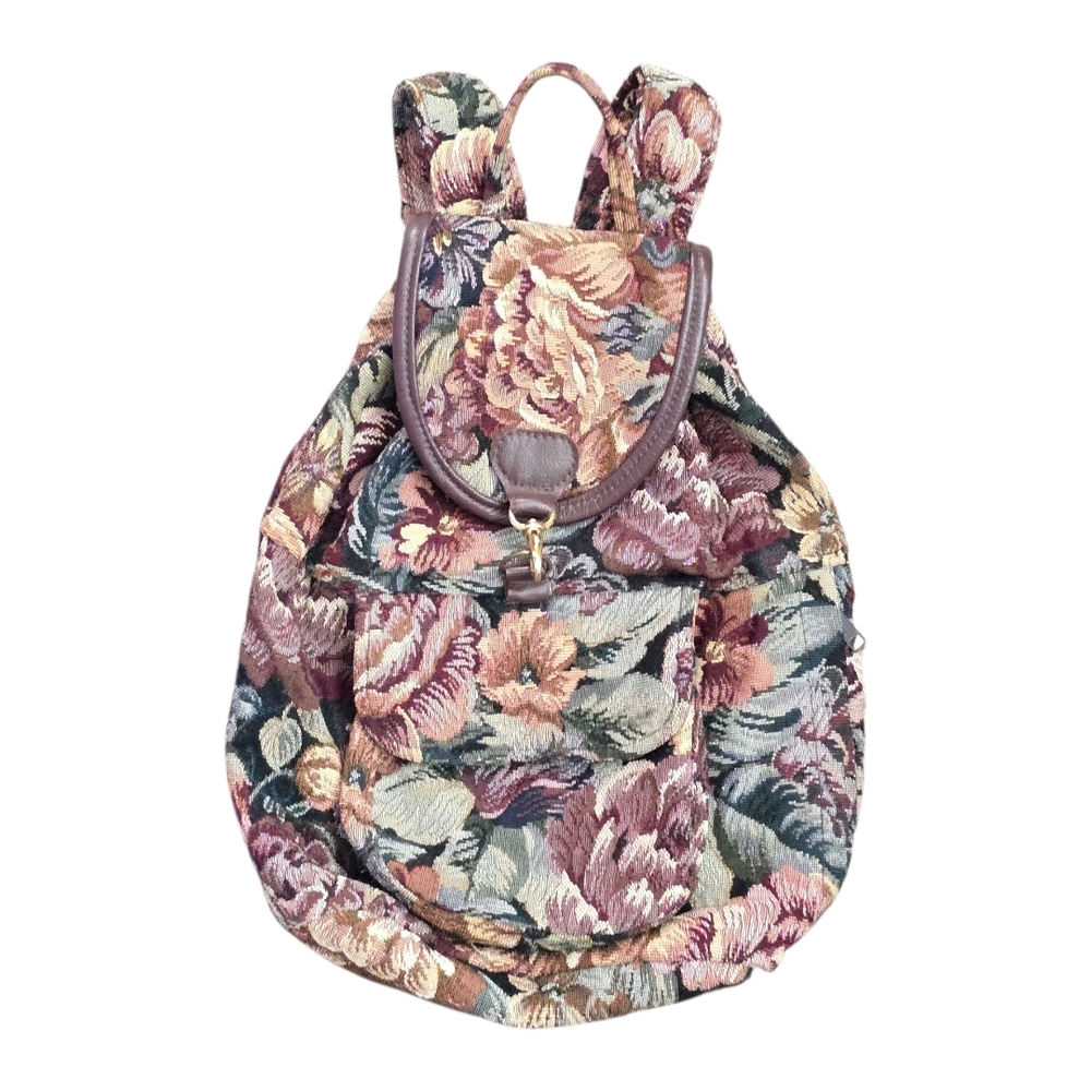 *VTG* THE BOFFO BAG CO Vintage Handmade Floral Tapestry Backpack